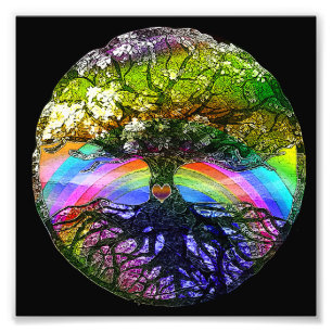 Tree of Life with Rainbow Heart Photo Print
