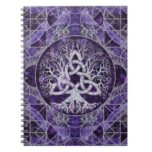 Tree of life with Triquetra Amethyst and silver Notebook