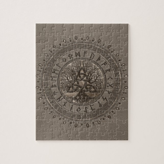 Tree of life with Triquetra Beige Leather and gold Jigsaw Puzzle (Vertical)