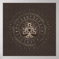 Tree of life with Triquetra Brown Leather and gold
