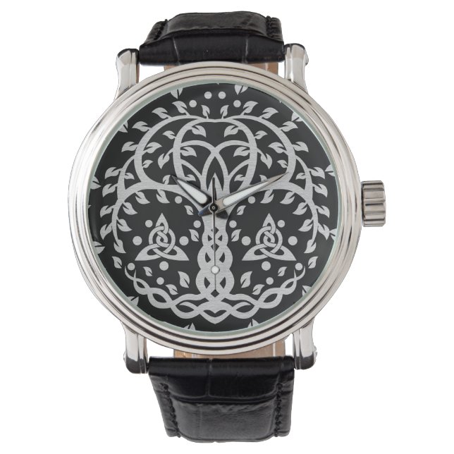 Tree of life with Triquetra Grayscale Watch (Front)