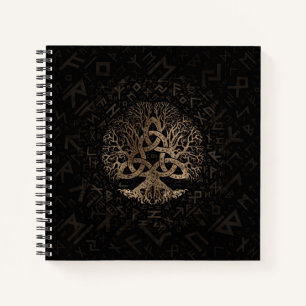 Tree of life with Triquetra on Futhark pattern Notebook