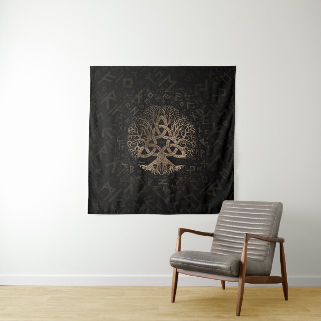 Tree of life with Triquetra on Futhark pattern Tapestry (In Situ)