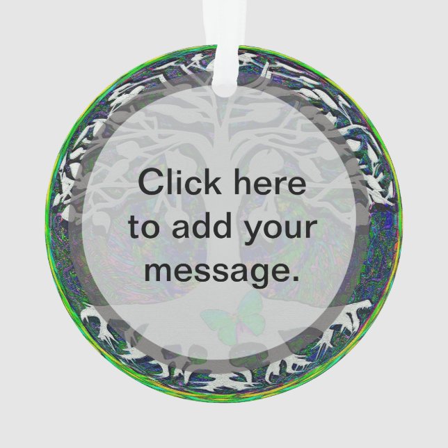 Tree of Life with White and Green Colours Ornament (Back)