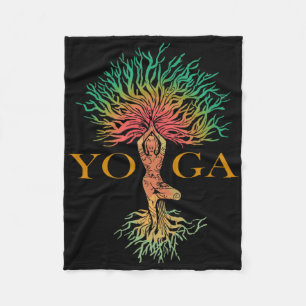 Tree Of Life With Woman Yoga Chakra Haka Yoga Fleece Blanket