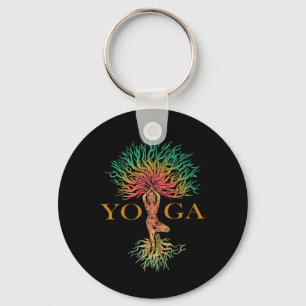Tree Of Life With Woman Yoga Chakra Haka Yoga Key Ring