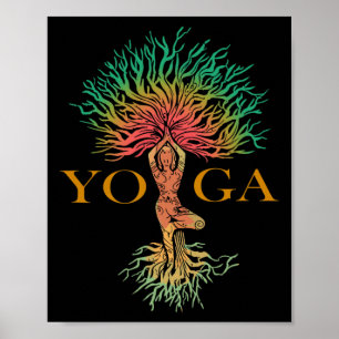 Tree Of Life With Woman Yoga Chakra Haka Yoga Poster