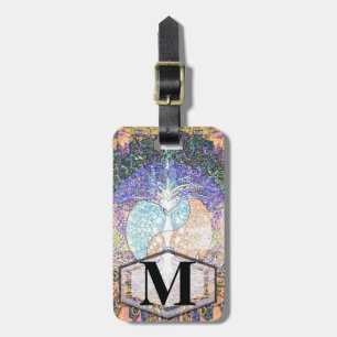 Tree of life with ying yang and heart symbol luggage tag
