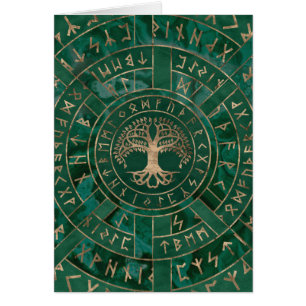 Tree of life -Yggdrasil and Futhark - Malachite