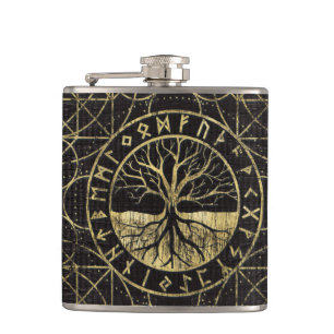 Tree of life -Yggdrasil and Runes Hip Flask