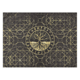 Tree of life  -Yggdrasil and  Runes Tablecloth