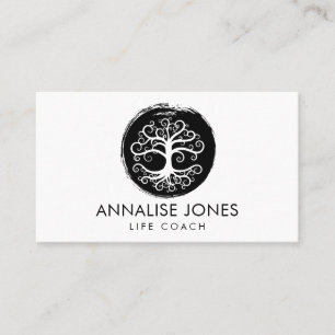 Tree of life - Yggdrasil -black and white Business Card