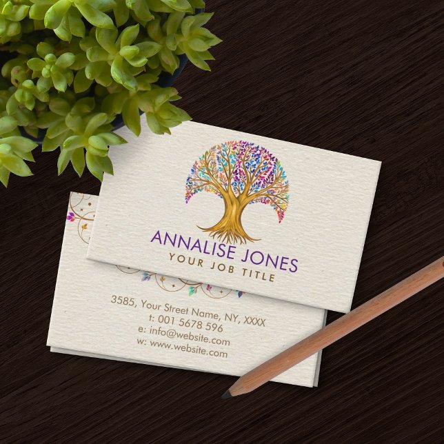 Tree of life - Yggdrasil - Colourful Leaves  Business Card (Creator Uploaded)