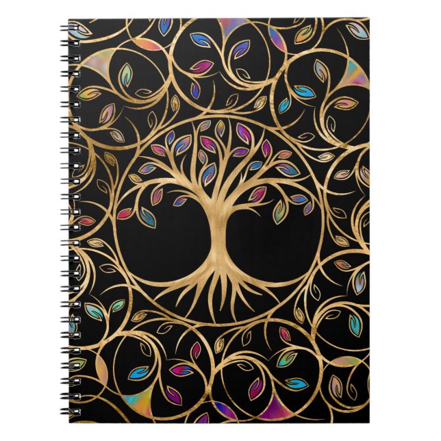 Tree of life - Yggdrasil - colourful leaves Notebook (Front)