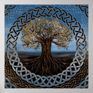 Tree of life -Yggdrasil drawing Poster