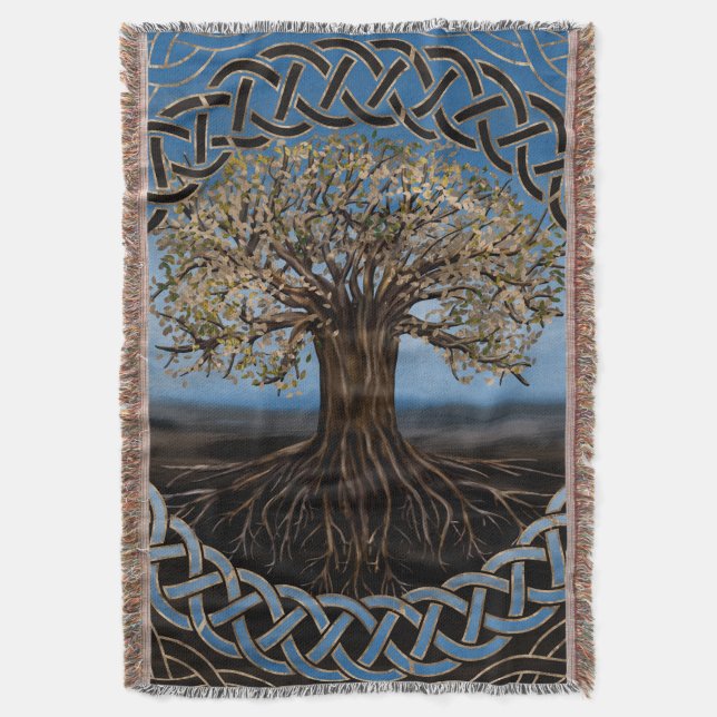 Tree of life -Yggdrasil drawing Throw Blanket (Front Vertical)