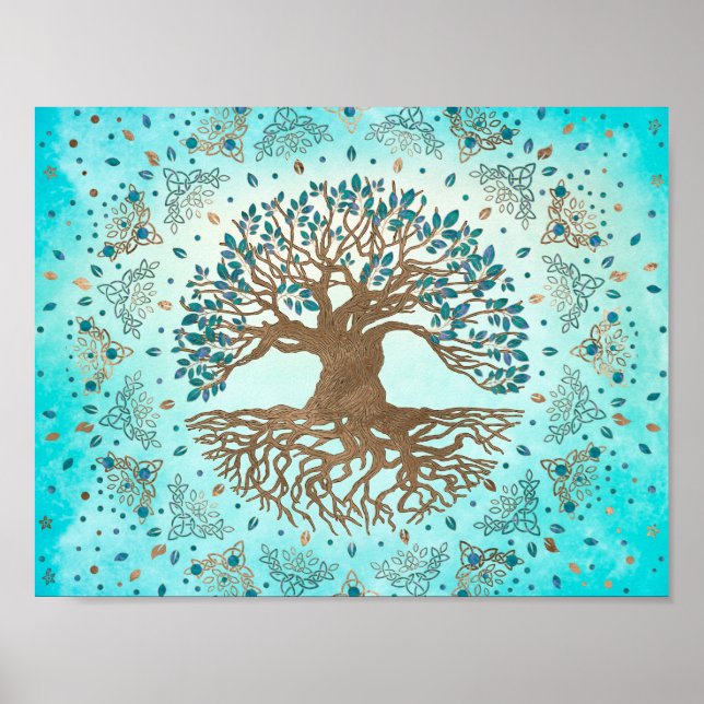 Tree of Life - Yggdrasil - Gentle blue Poster (Front)