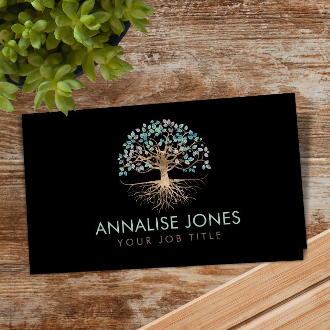 Tree of life - Yggdrasil - Gold and Painted Textur Business Card (Creator Uploaded)