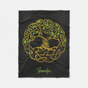 Tree of life  -Yggdrasil - Gold  with custom name Fleece Blanket