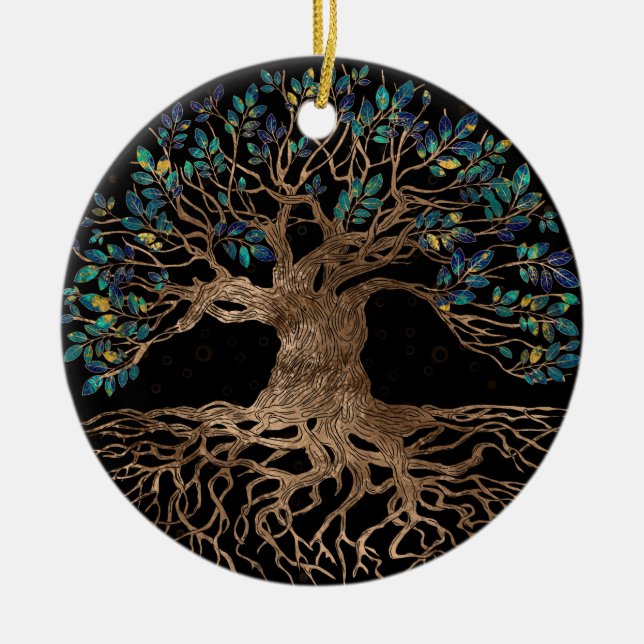 Tree of life -Yggdrasil Golden and Marble ornament (Front)