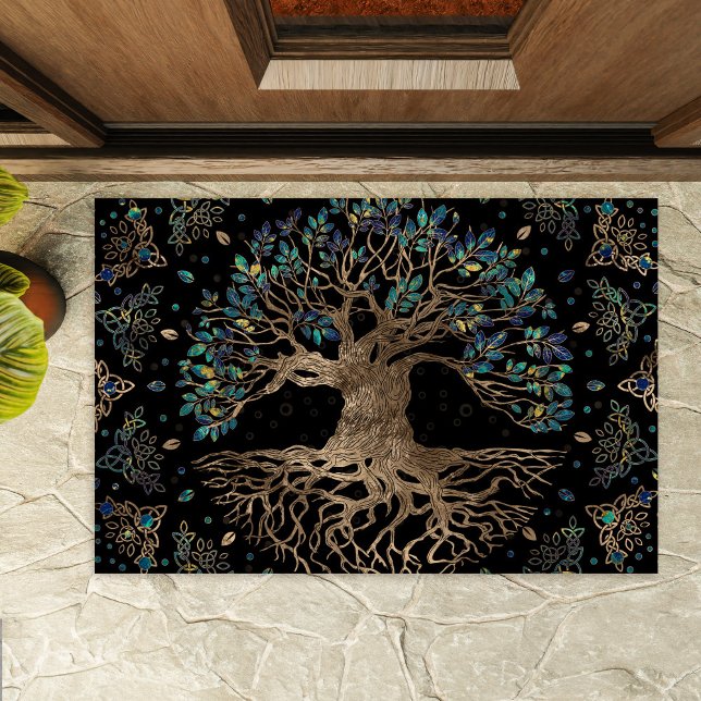 Tree of life -Yggdrasil Golden and Marble ornament Doormat (Creator Uploaded)