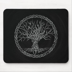 Tree of life -Yggdrasil -grayscale Mouse Pad