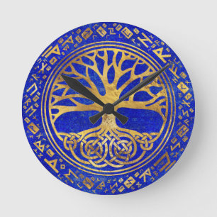 Tree of life -Yggdrasil - Lapis Lazuli Round Clock