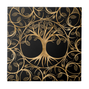 Tree of life - Yggdrasil Mandala frame Ceramic Tile