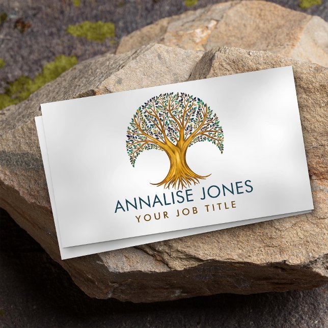 Tree of life - Yggdrasil - Marble and Gold Leaves Business Card (Creator Uploaded)