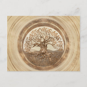 Tree of life -Yggdrasil Pastel Gold Holiday Postcard