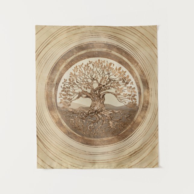 Tree of life -Yggdrasil Pastel Gold Tapestry (Front)