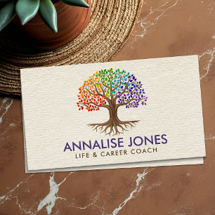 Tree of life - Yggdrasil - Rainbow leaves Business Card