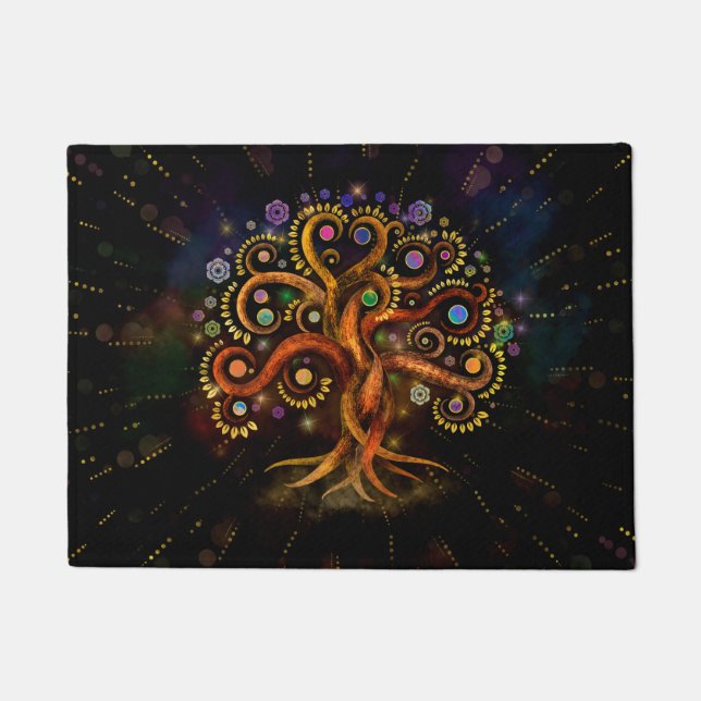 Tree of Life - Yggdrasil - Rainbow Swirl Doormat (Front)