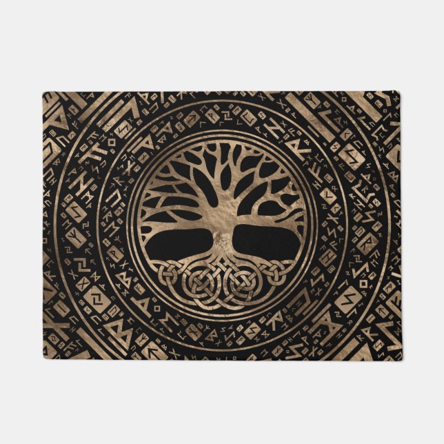 Tree of life -Yggdrasil Runic Pattern Doormat (Front)