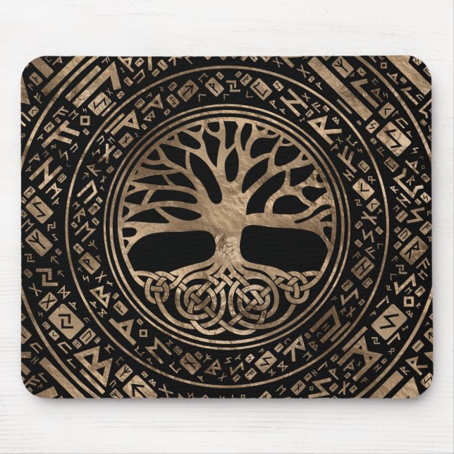 Tree of life -Yggdrasil Runic Pattern Mouse Pad (Front)