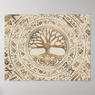 Tree of life -Yggdrasil Runic Pattern Poster