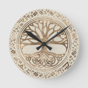 Tree of life -Yggdrasil Runic Pattern Round Clock