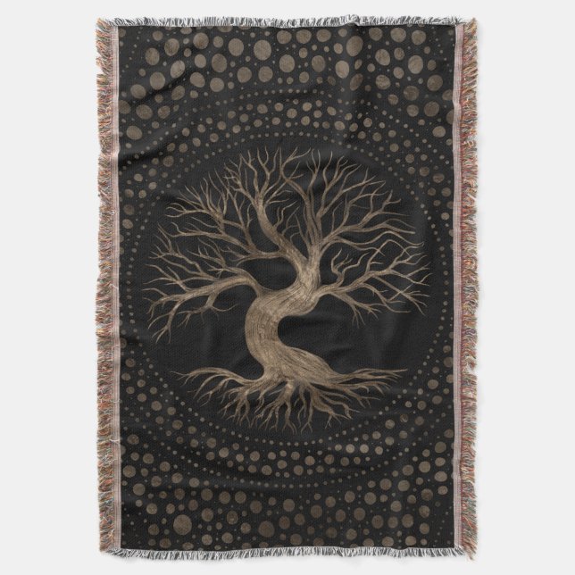 Tree of Life - Yggdrasil Throw Blanket (Front Vertical)