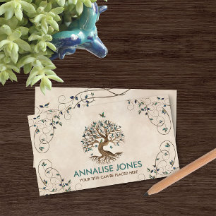 Tree of life - Yggdrasil - Turquoise Leaves  Business Card