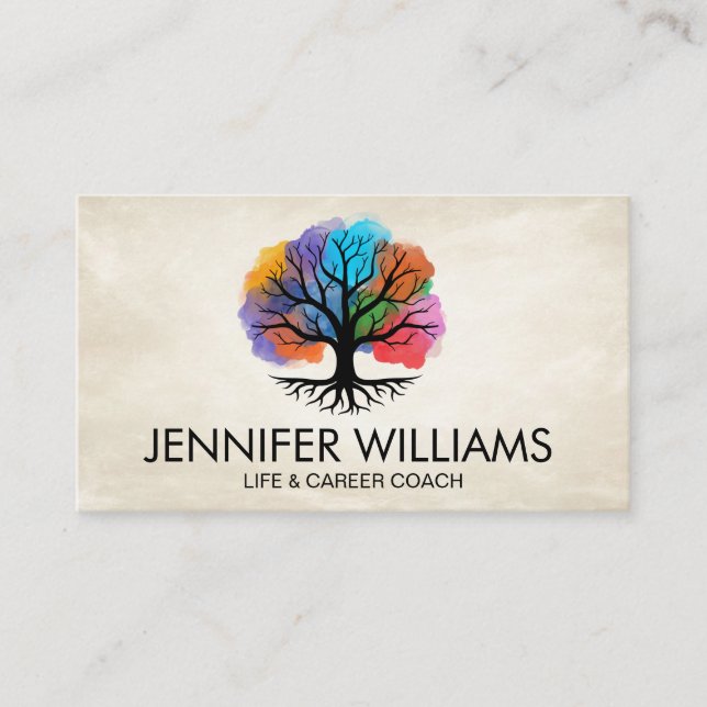 Tree of life - Yggdrasil - Watercolor ink Business Card (Front)