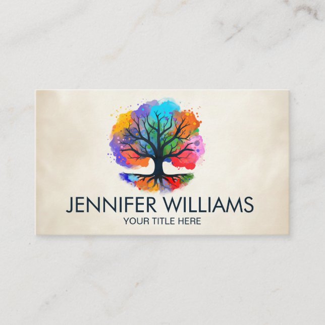 Tree of life - Yggdrasil - Watercolor ink  Business Card (Front)