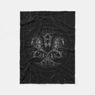 Tree of life -Yggdrasil with ravens Fleece Blanket