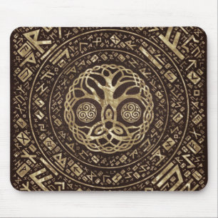 Tree of life -Yggdrasil with Trinity Knot Mouse Pad