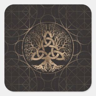 Tree of life -Yggdrasil with Triquetra Square Sticker