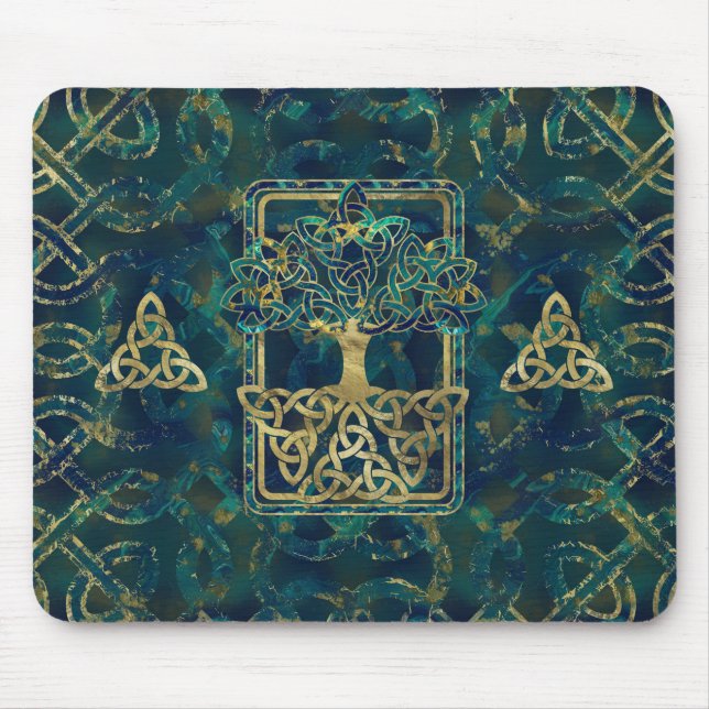 Tree of life - Yggdrasil with Triquetra  symbols Mouse Pad (Front)