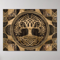 Tree of life -Yggdrasil - Wood Bark and Gold