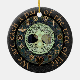 Tree of Life Yin Yang Peace Ceramic Ornament