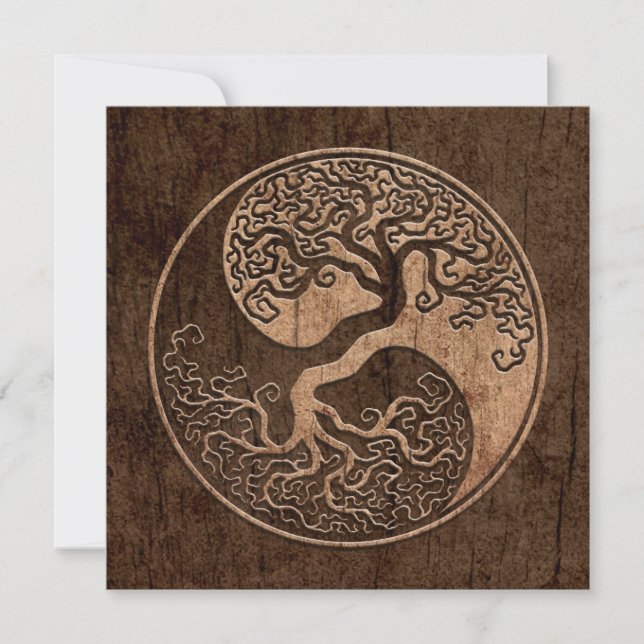 Tree of Life Yin Yang with Wood Grain Effect (Front)
