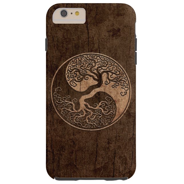 Tree of Life Yin Yang with Wood Grain Effect Case-Mate iPhone Case (Back)