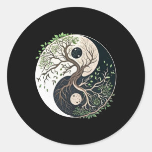 Tree Of Life Yin Yang Yoga Nature Lance Art Classic Round Sticker